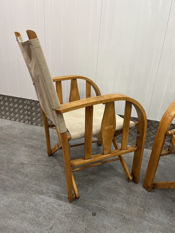 Image 1 of Ensemble de 2 chaises pliantes de directeur vintage françaises de luxe