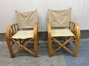 Ensemble de 2 chaises pliantes de directeur vintage françaises de luxe