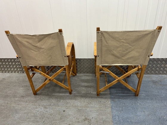 Image 1 of Ensemble de 2 chaises pliantes de directeur vintage françaises de luxe