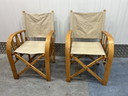 Ensemble de 2 chaises pliantes de directeur vintage françaises de luxe
