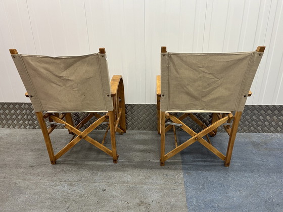 Image 1 of Ensemble de 2 chaises pliantes de directeur vintage françaises de luxe