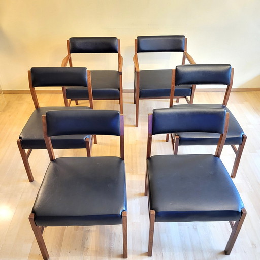 4 Chaises & 2 Fauteuils Design Alfred Cox Pour R.Foster England 1970S'