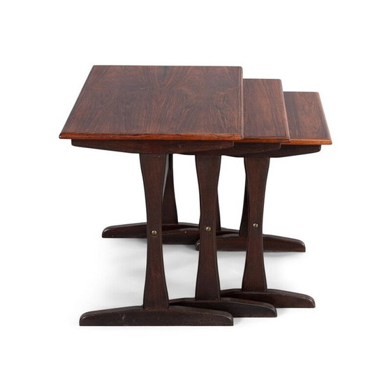 Image 1 of Ensemble de 3 tables gigognes vintage en bois de rose par Kai Kristiansen, Danemark 1960