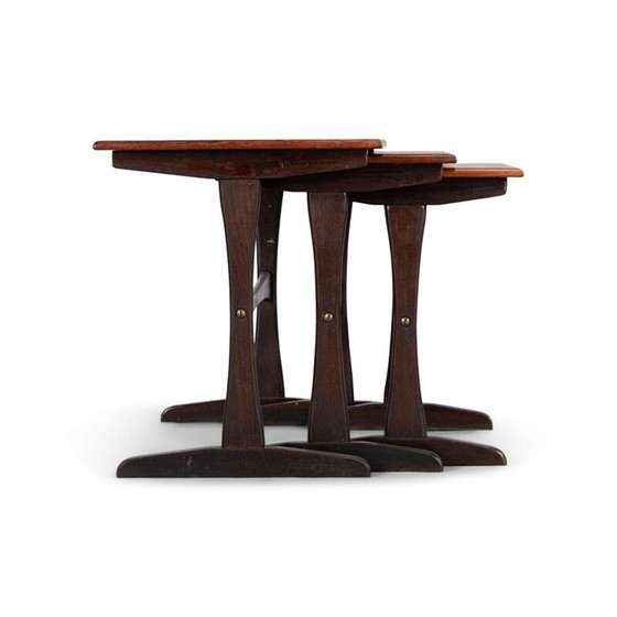 Image 1 of Ensemble de 3 tables gigognes vintage en bois de rose par Kai Kristiansen, Danemark 1960