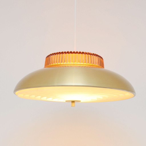 Lampe scandinave en laiton et verre, 60's