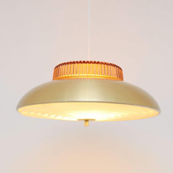 Image 1 of Lampe scandinave en laiton et verre, 60's