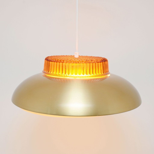 Lampe scandinave en laiton et verre, 60's