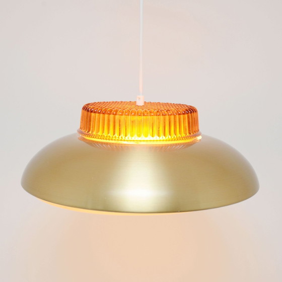 Image 1 of Lampe scandinave en laiton et verre, 60's