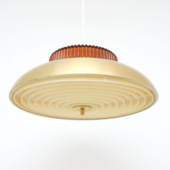 Image 1 of Lampe scandinave en laiton et verre, 60's