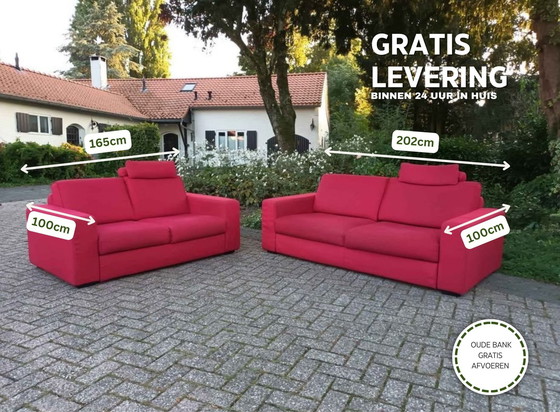 Image 1 of Chateau Ďax 2.5 + 2 Seater Red Fabric Sofa Set