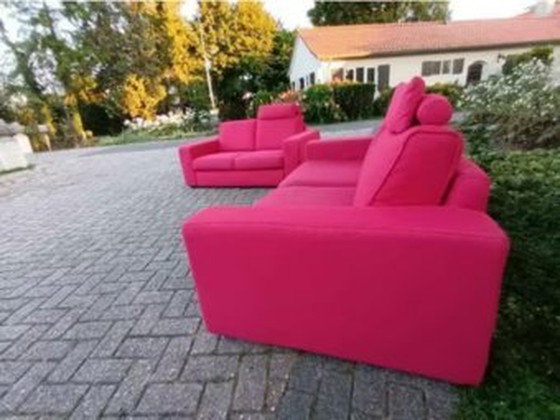 Image 1 of Chateau Ďax 2.5 + 2 Seater Red Fabric Sofa Set