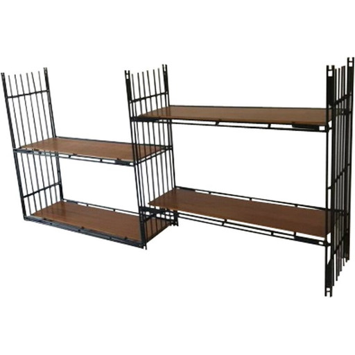 Etagère Vintage Multistrux en teck et fer par Multimueble, Espagne 1960