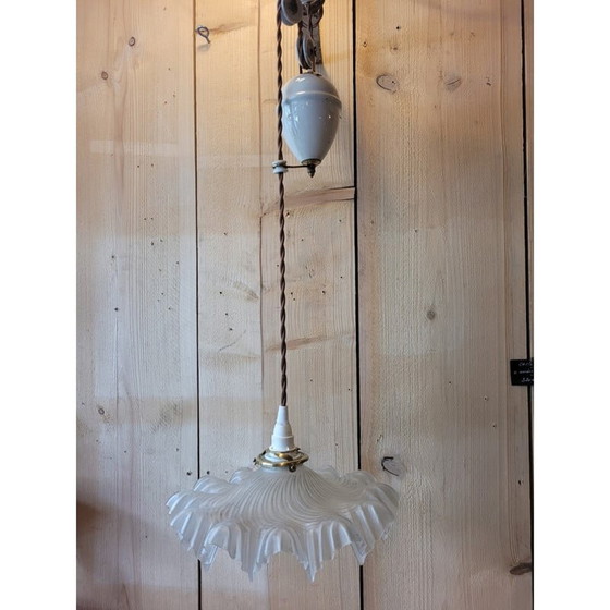 Image 1 of Lampe suspendue vintage "rise and fall" en verre pressé