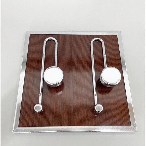 Image 1 of Porte-manteau vintage en bois et chrome, Italie 1970