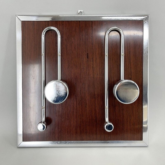 Image 1 of Porte-manteau vintage en bois et chrome, Italie 1970