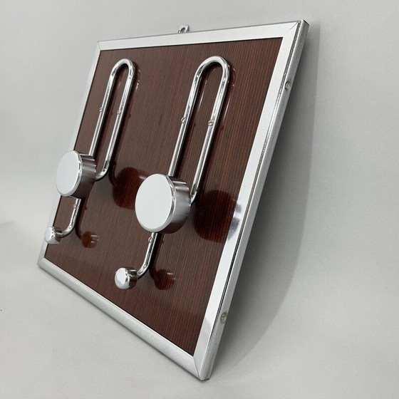 Image 1 of Porte-manteau vintage en bois et chrome, Italie 1970