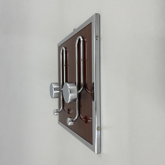 Image 1 of Porte-manteau vintage en bois et chrome, Italie 1970