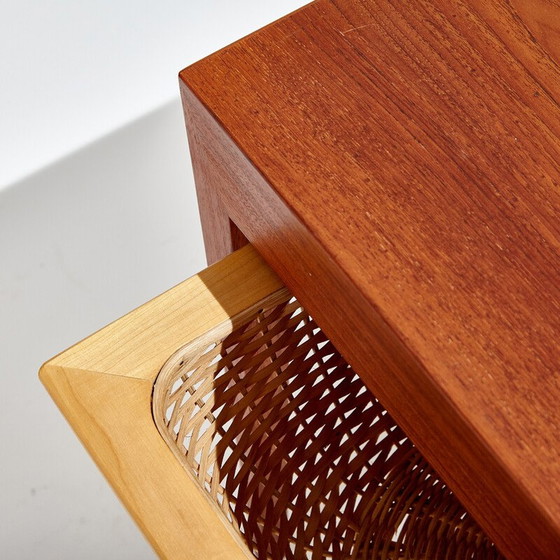 Image 1 of Table de couture vintage en teck et osier par Severin Hansen et produite par Haslev Møbelfabrik, Danemark 1960