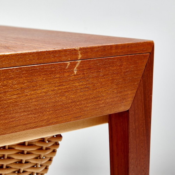 Image 1 of Table de couture vintage en teck et osier par Severin Hansen et produite par Haslev Møbelfabrik, Danemark 1960