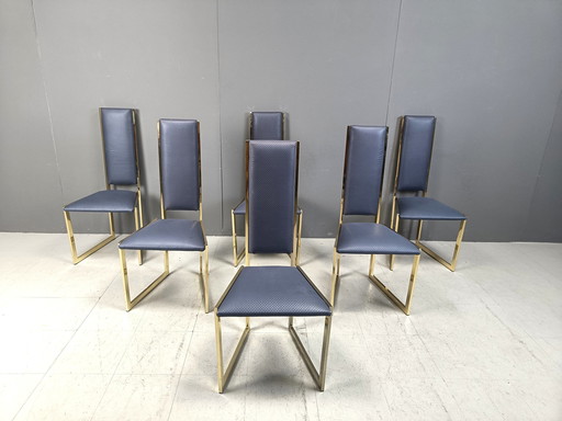 Chaises de salle à manger vintage en laiton, lot de 6 - 1970S