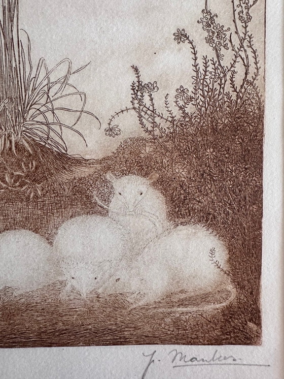 Image 1 of Jan Mankes 4 Mice Etching 1918