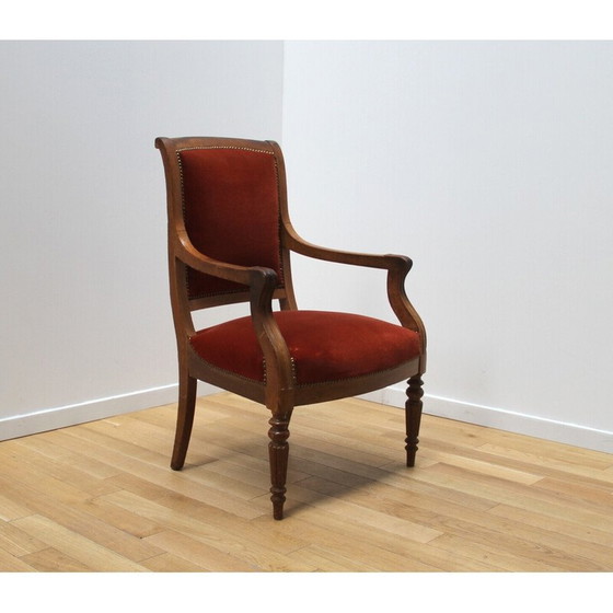 Image 1 of Paire de fauteuils vintage en bois et velours