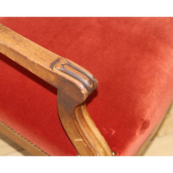 Image 1 of Paire de fauteuils vintage en bois et velours