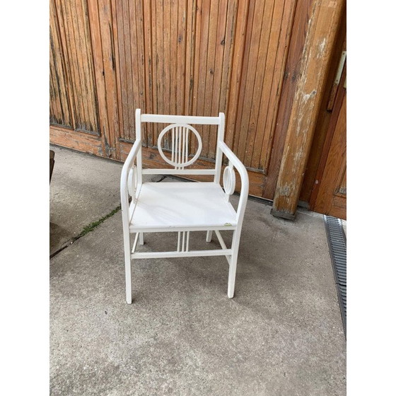 Image 1 of Chaise Art Déco vintage peinte en blanc, années 1930