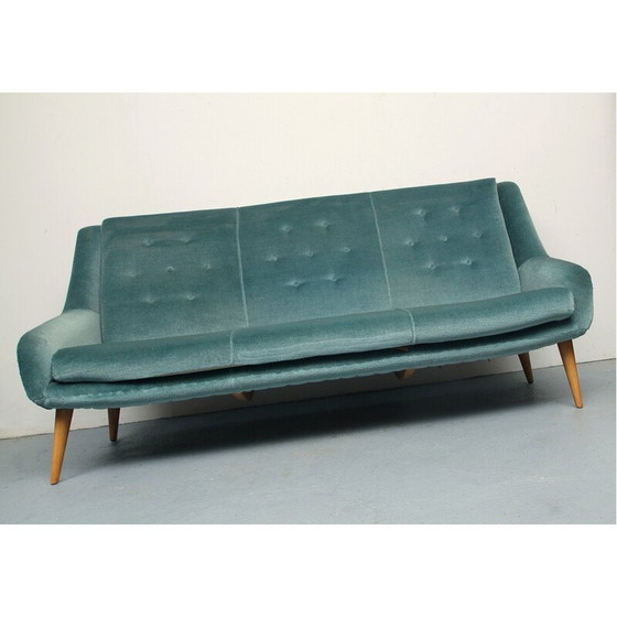 Image 1 of Canapé vintage en velours bleu, années 1950