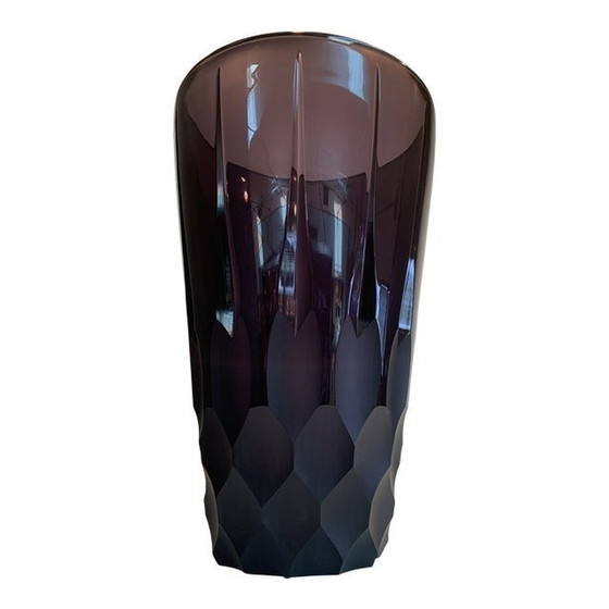 Image 1 of 2020S Vase taillé à la main en cristal violet italien