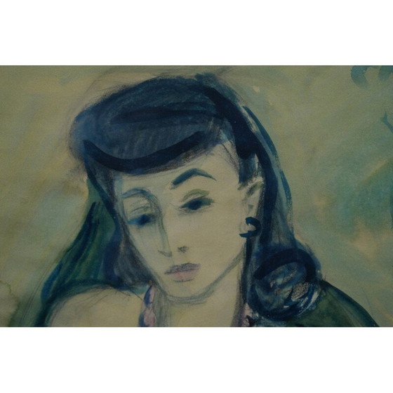 Image 1 of Aquarelle vintage "femme nue" de Georg Nilsson, 1946