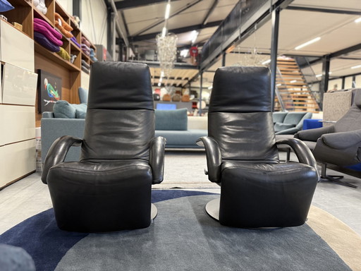 2 fauteuils de relaxation Jori en cuir noir Mono Move