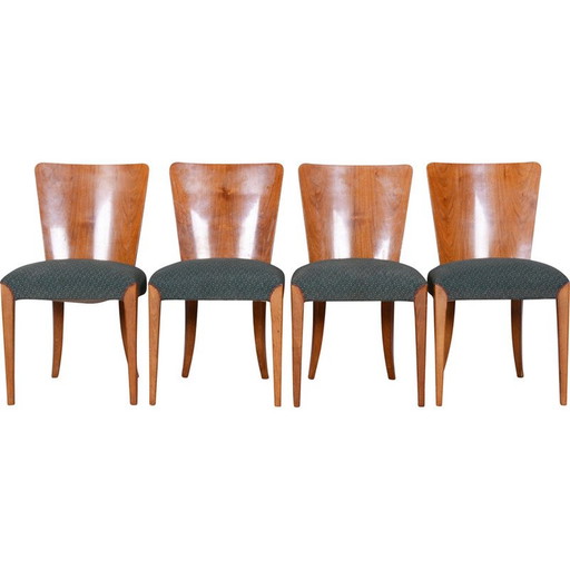Ensemble de 4 chaises vintage en hêtre par Jindrich Halabala pour UP Zavody, Tchécoslovaquie 1940