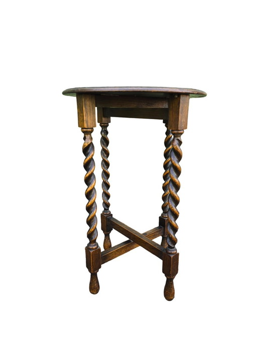 Guéridon, Table D'Appoint Pliante À Pieds Torsadés