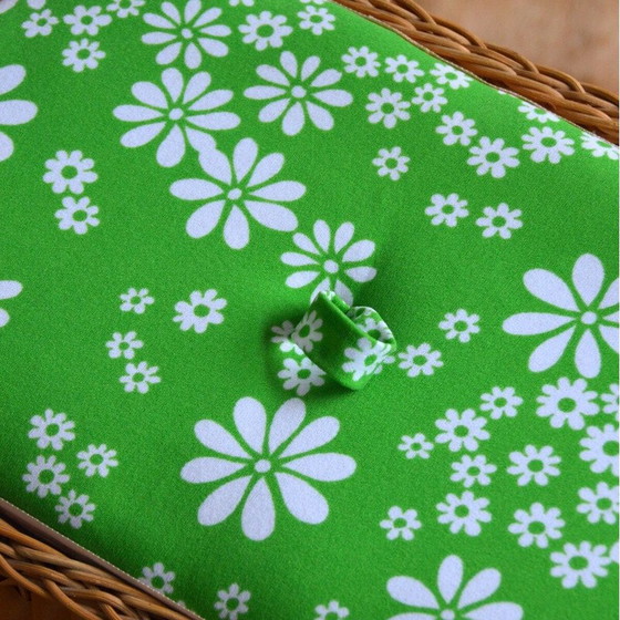 Image 1 of Boîte à couture vintage en bois et rotin, 1960