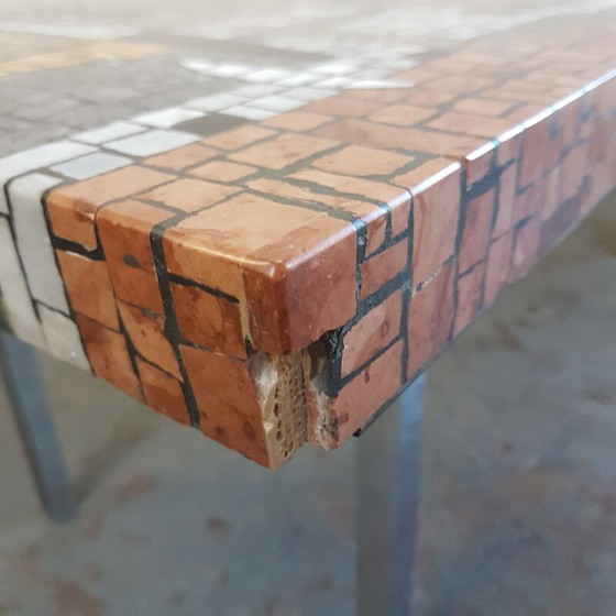 Image 1 of Table basse vintage en terrazzo, bois et acier, 1960