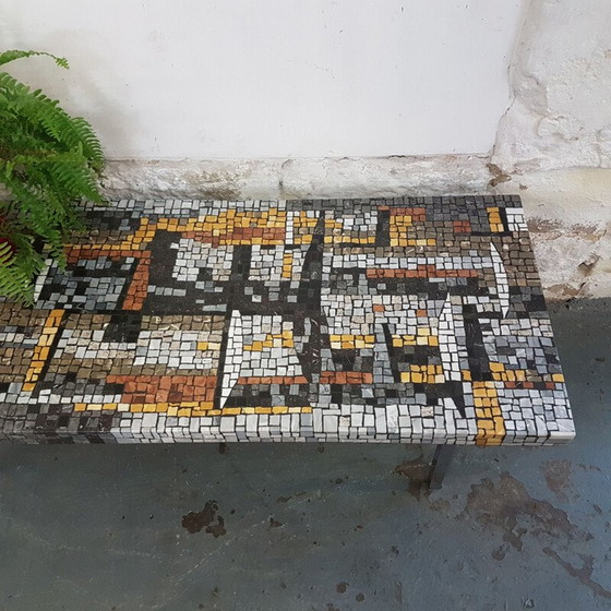Image 1 of Table basse vintage en terrazzo, bois et acier, 1960