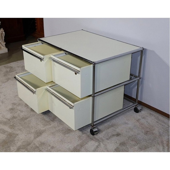 Image 1 of Meuble vintage en métal chromé sur roulettes par Fritz Haller pour Usm Haller, 1960