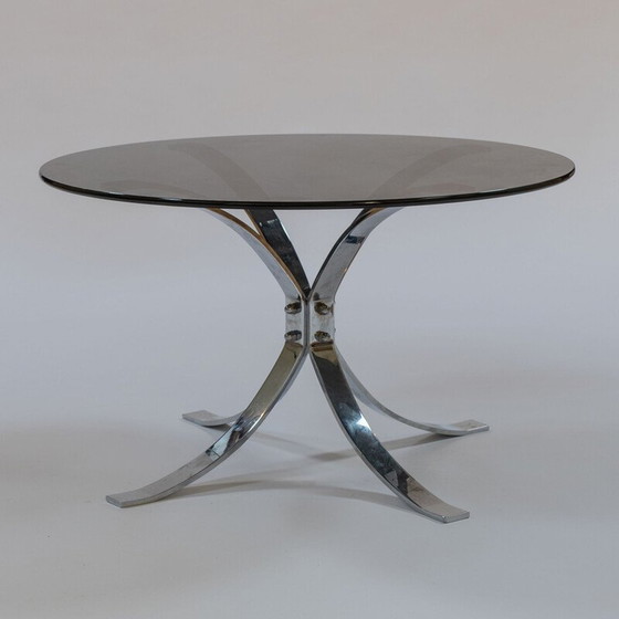 Image 1 of Table basse vintage lourde en chrome et verre fumé