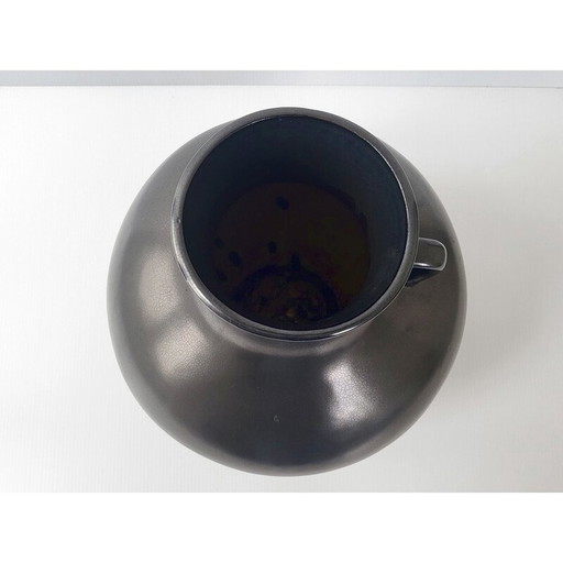 Vase vintage en céramique noire, 1950