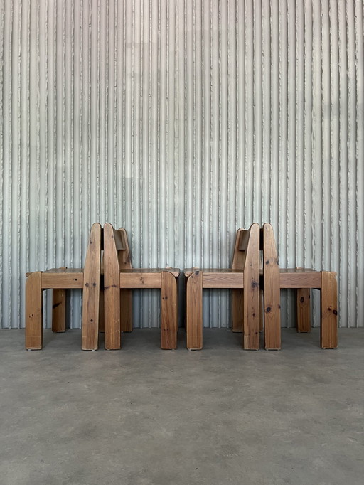 Ensemble de 4 chaises de salle à manger en pin par Ate Van Apeldoorn