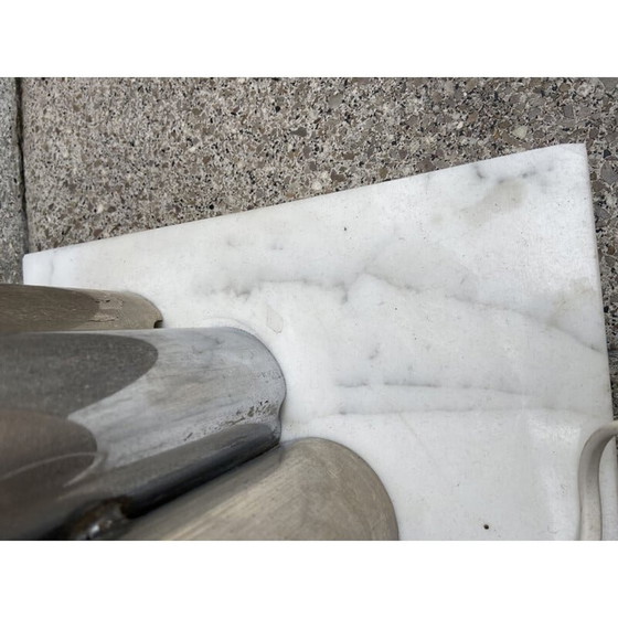 Image 1 of Lampe vintage en acier inoxydable et marbre 1975