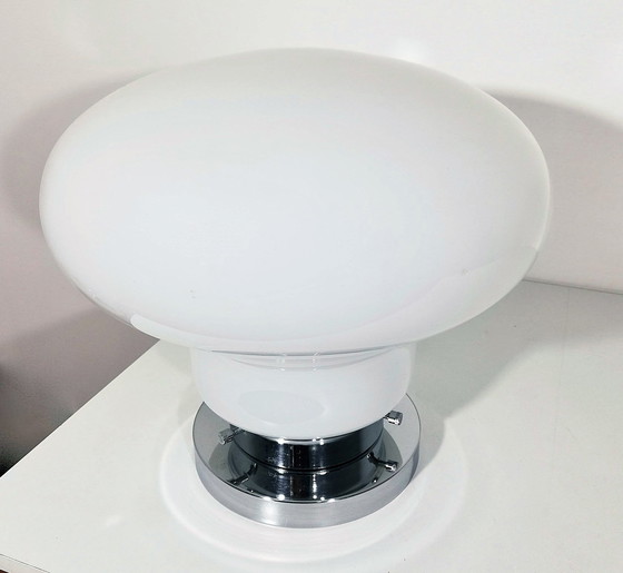 Image 1 of Grande Lampe De Table Vintage • Acier & Verre • Murano • Xl • Space Age • 1970