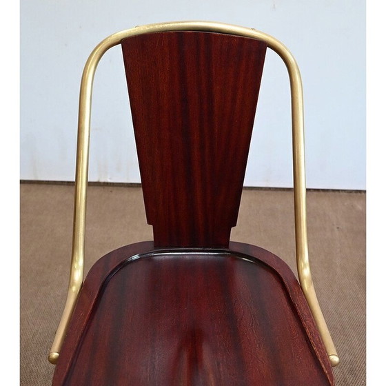 Image 1 of Ensemble de 6 chaises liner vintage en acajou et laiton, Angleterre