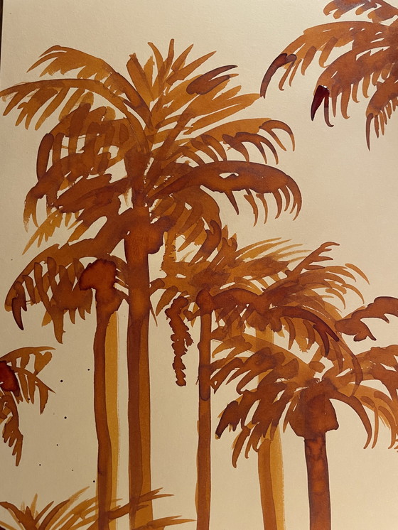 Image 1 of Aquarelle Palmiers Soleil Levant Miami