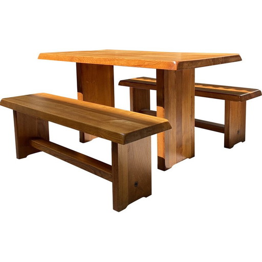 Ensemble de salle à manger vintage par Pierre Chapo, 1970