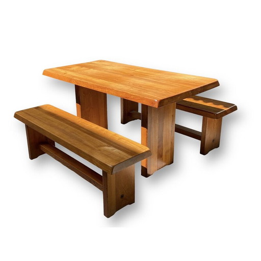 Ensemble de salle à manger vintage par Pierre Chapo, 1970