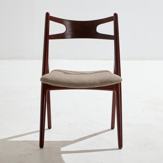 Image 1 of Ensemble de 4 chaises de salle à manger en teck modèle Ch29P Sawbuck par Hans J. Wegner pour Carl Hansen et Søn, années 1950