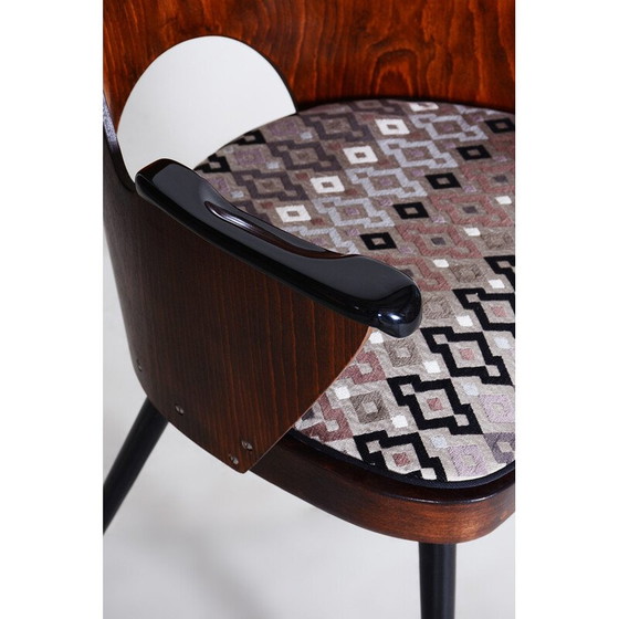 Image 1 of Ensemble de 4 chaises vintage en bois de hêtre et tissu par Oswald Heardtl, Tchécoslovaquie 1950