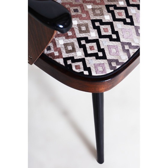 Image 1 of Ensemble de 4 chaises vintage en bois de hêtre et tissu par Oswald Heardtl, Tchécoslovaquie 1950